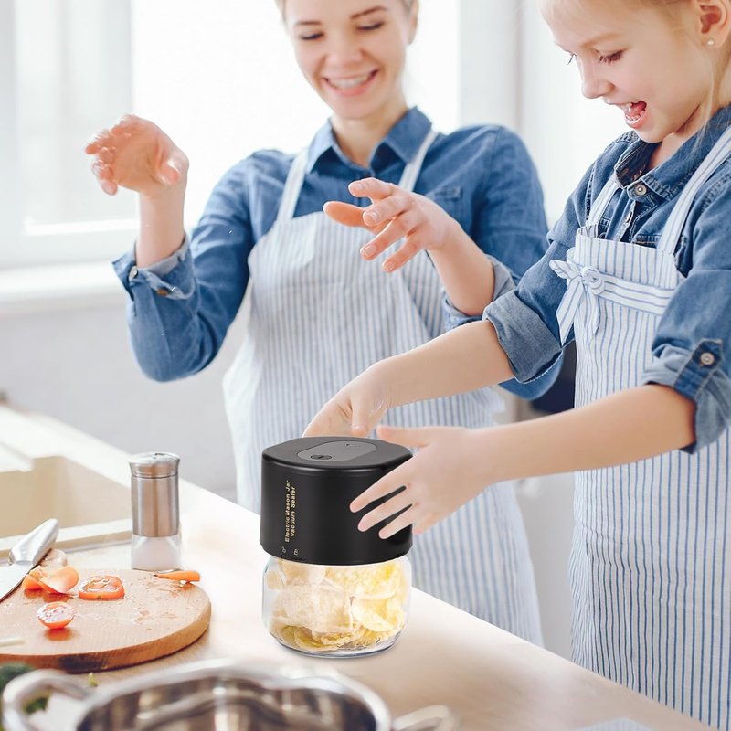 Mason Jar Vacuum Sealer - Electric Kit for Wide & Regular Mouth Canning Jars | Auto-Stop Function, Black