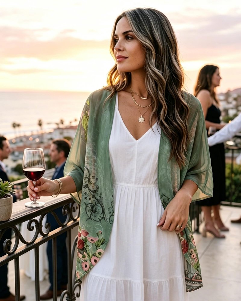 Women's Floral Print Puff Sleeve Kimono Cardigan Loose Cover Up Casual Blouse Tops(Army Green Floral,3XL)