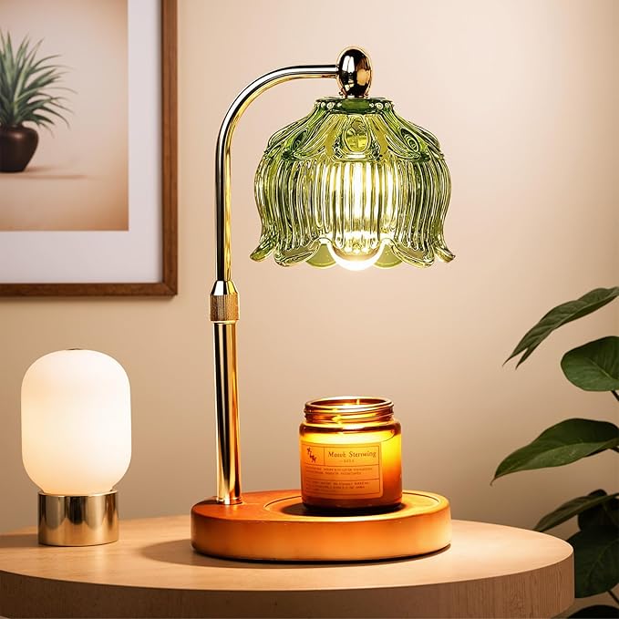 GEEZO Fragrance Candle Warmer Lamp，Electric Candle Warmer with Timer & Dimmer，Mom Christmas Birthday Gifts for Women, House Warming Gifts New Home Bedroom Decor