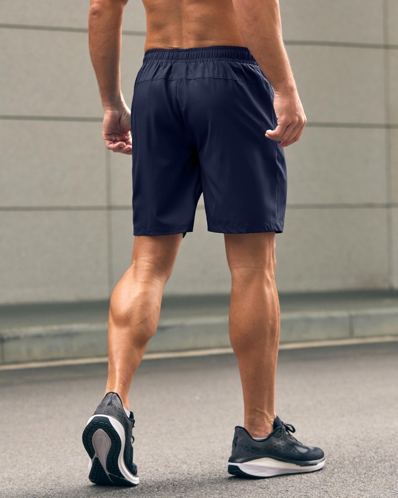 Men's Athletic Running Shorts with Zipper Pockets Quick Dry 7"/ 5"/ 9" Workout Gym Shorts for Basketball Hiking(Navy,7XS)