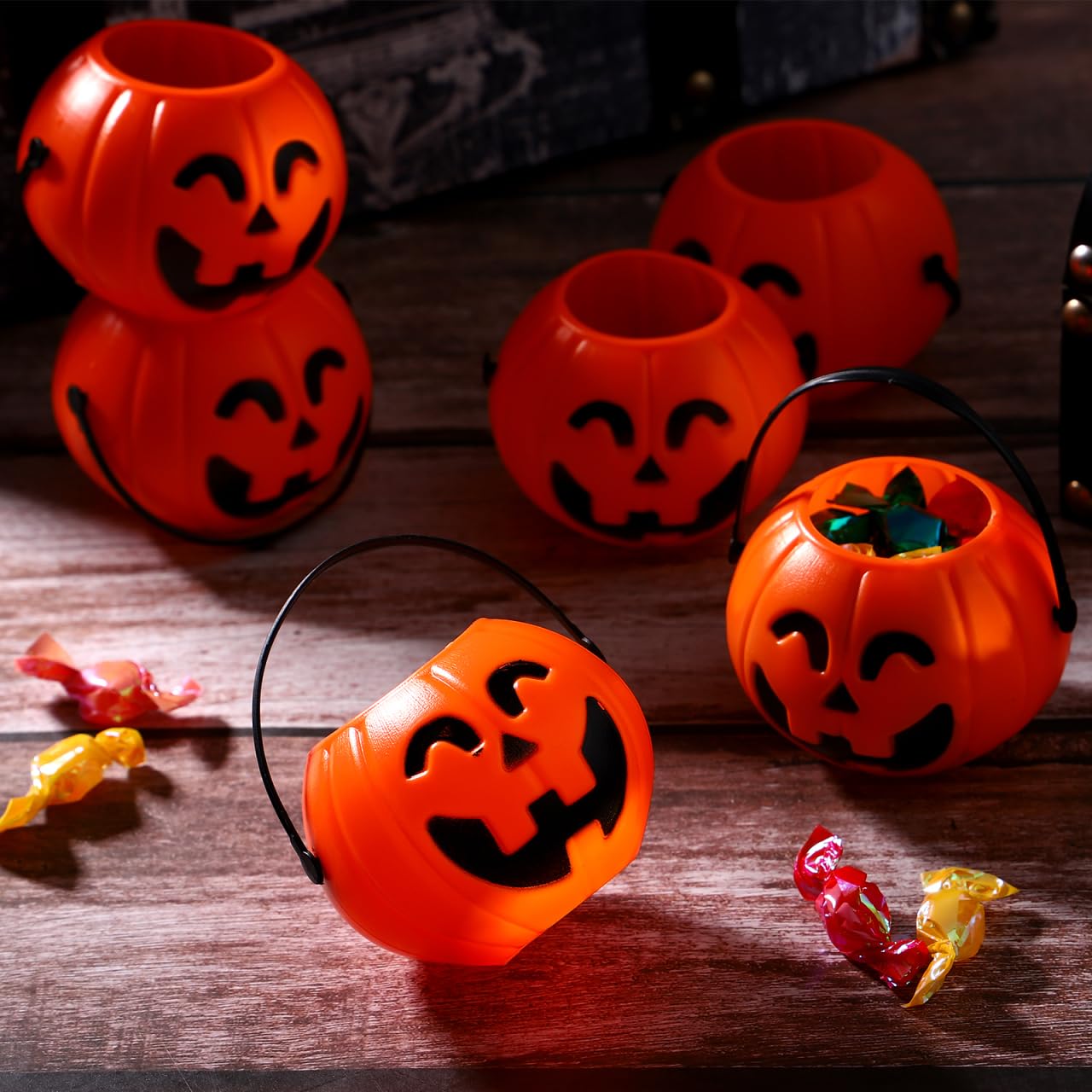 STOBOK 6pcs Halloween Pumpkin Bucket Trick or Treat Candy Basket Candy Holders for Girls Boys Halloween Party Supplies