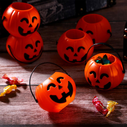 STOBOK 6pcs Halloween Pumpkin Bucket Trick or Treat Candy Basket Candy Holders for Girls Boys Halloween Party Supplies