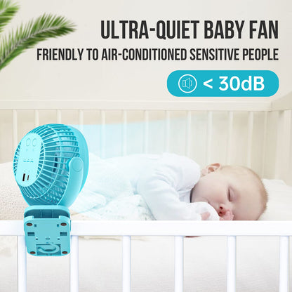 BLBS Clip on Fan 65Hrs Camping Fan with LED Light, 12000mAh Battery Operated Fans & PortableFan Rechargeable, Small Desk Fans USB TravelFan for Tent Camping Golf Stroller, Blue