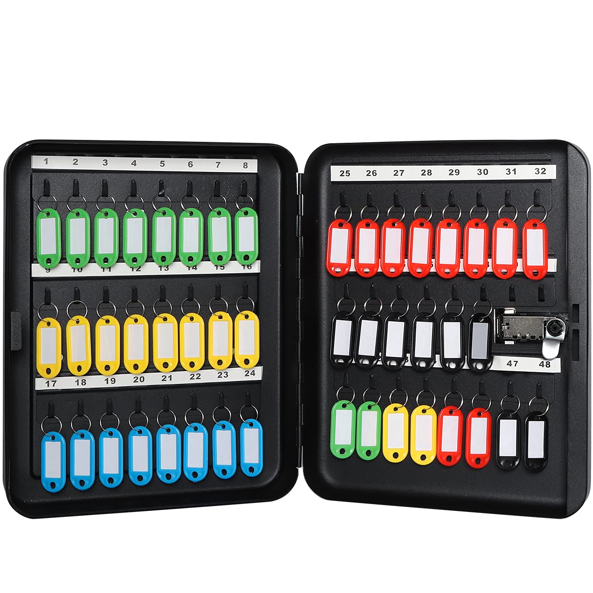 Decaller Large Key Box with Combination Lock, Key Cabinet Wall Mount Lock Box with 48 Hooks, 11 4/5" x 9 1/5" x 3"