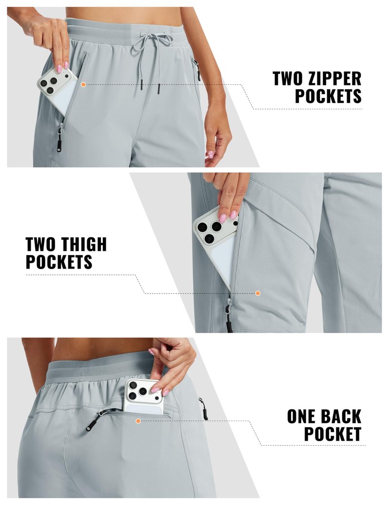AIRIKE Women's Cargo Pants Lightweight Hiking Joggers Casual Travel Sweatpants Quick Dry Outdoor Pant Gray M