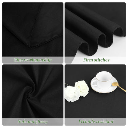 4 Pack Black Round Tablecloth 90 Inch - Circle Polyester Table Cloth for Round Table, Stain and Wrinkle Resistant Washable Fabric Table Cover for Wedding Party Banquet Restaurant Reception Dining