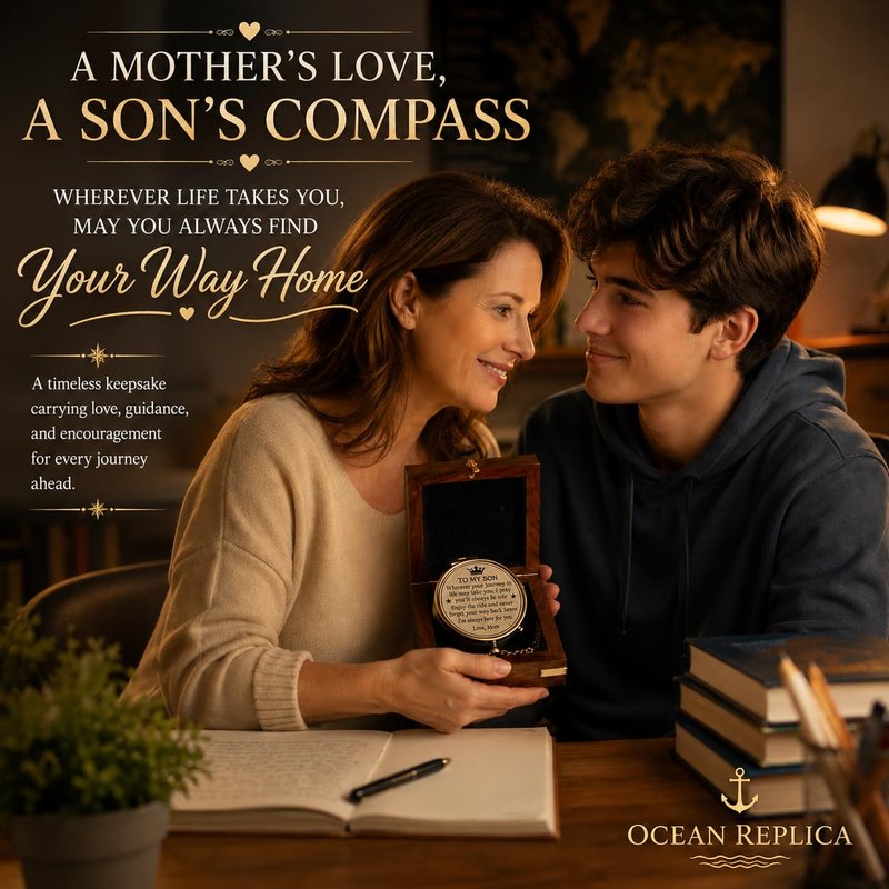 Mom to Son Compass – Engraved Compass Gift for Son from Mom – Birthday, Graduation, Confirmation, Parting or Sailor Gift – Inspirational Keepsake for Boys & Men