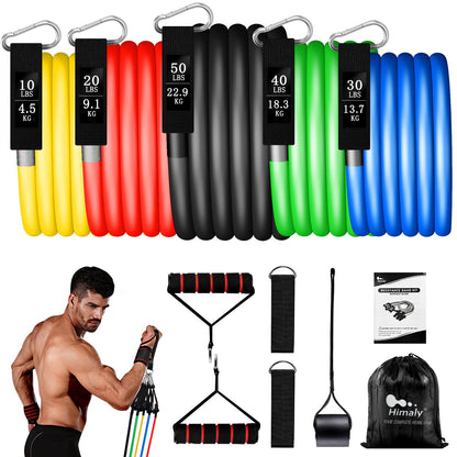 Resistance Bands Set 5pcs with Handle,Up to 150LB/68kg Strength Exercise Training Fitness Tubes Tension Bands Workout Gym Equipment Men and Women for Home Use Physical Training Cable,150 LBS