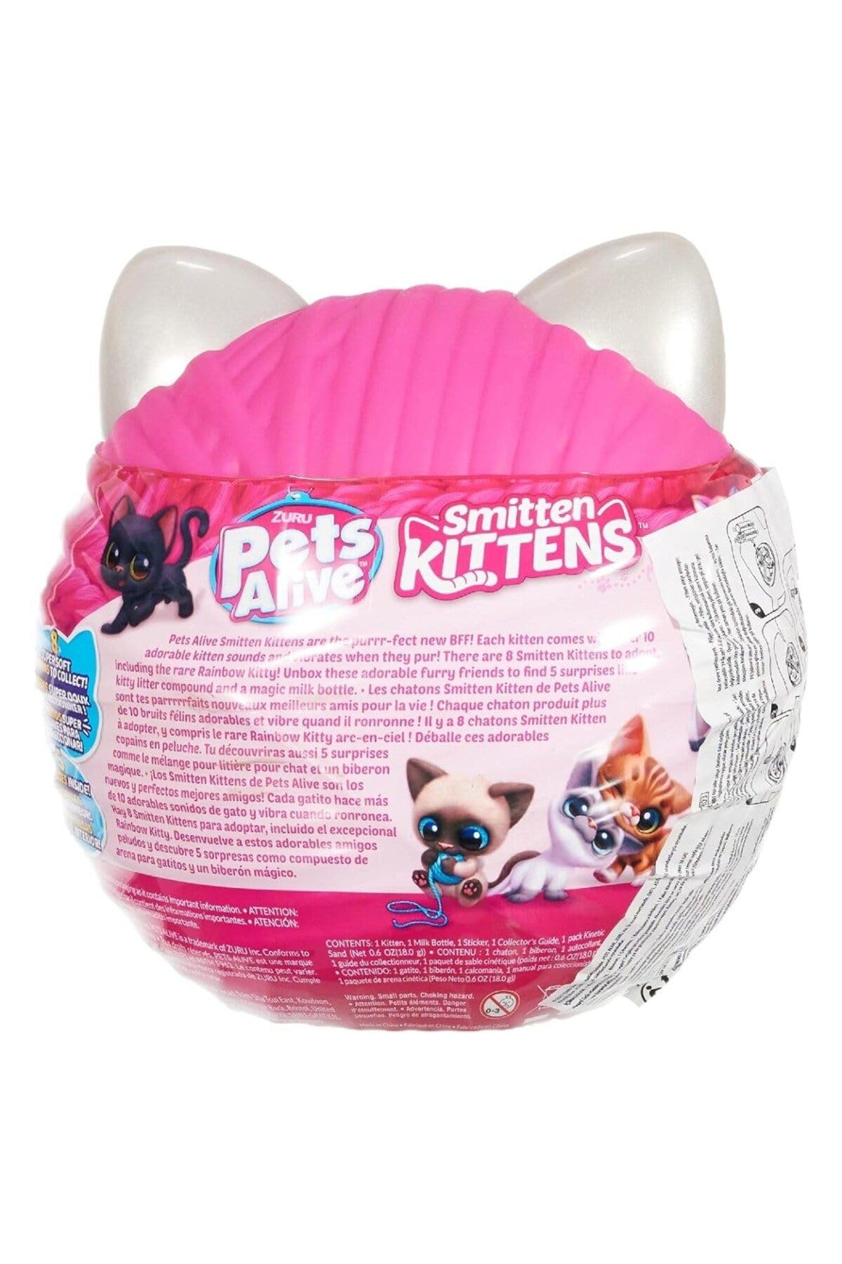 Pets Alive Smitten Kittens Ginger, Surprise Kitten Plush, Ultra Soft Plushies, Interactive Toy Pets, Electronic Pet Kitten, Ages 3+ (Ginger)