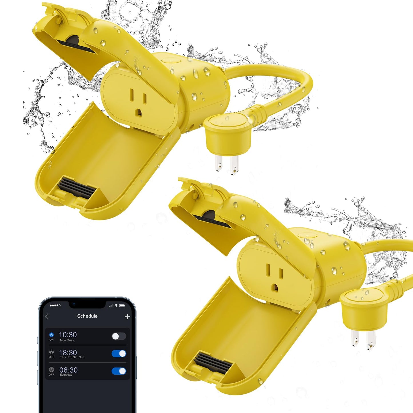 ELEGRP PQR20 Outdoor Smart Plug Waterproof IP66, WiFi Plug with 2 Individually Sockets, Compatible with Alexa & Google Assistant, Smart Outdoor Outlet for String Lights, UL Certified, 2 Pack, Black