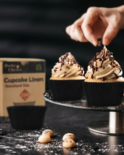 Bake Choice 200pcs Standard Black cupcake liners for baking,food grade cupcake wrappers,greaseproof parchment muffin liners for martin luther king jr day decorations