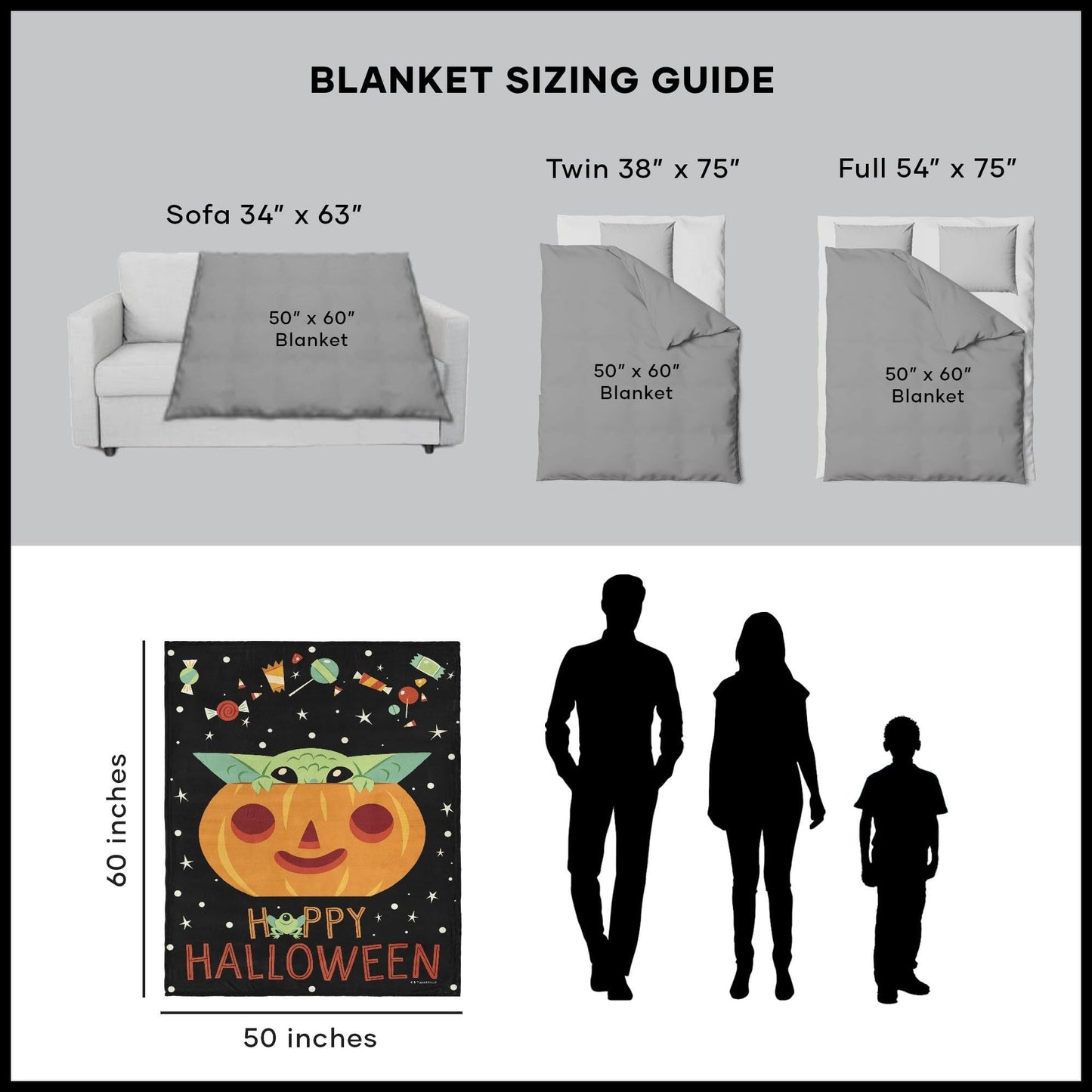 Northwest Star Wars - The Mandalorian Silk Touch Throw Blanket, 50" x 60", Happy Halloween