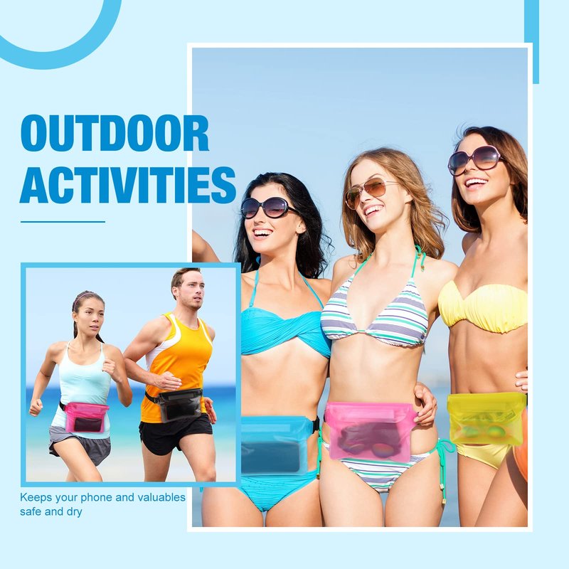 24 Pcs Phone Waterproof Pouch Bag with Waist Strap Waterproof Fanny Pack Keep Your Phone and Valuables Safe and Dry for Beach Accessories Kayaking Swimming Boating Snorkeling Pool Water Park, 12 Color