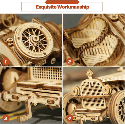 ROKR Car Wooden Model kit For Adult - 3D Puzzle Model Building Kits - Christmas Birthday Gifts For Teens and Adults (Grand Prix Car)