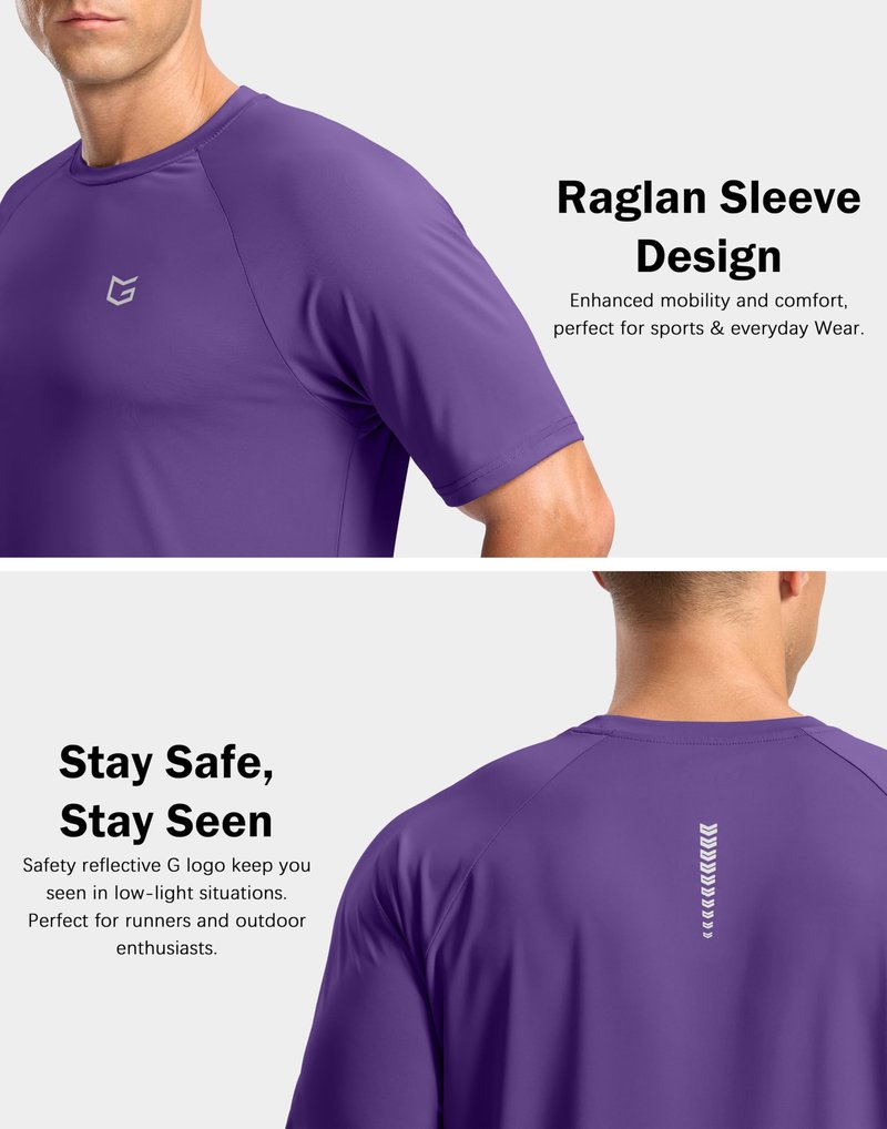 Men's Athletic Workout T-Shirts Moisture Wicking Cooling Running Shirts Short Sleeve Performance Tee for Gym Tennis(Purple,XXL)