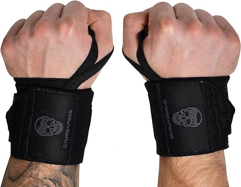 Gymreapers Weightlifting Wrist Wraps, Black/Black, 18", One Size