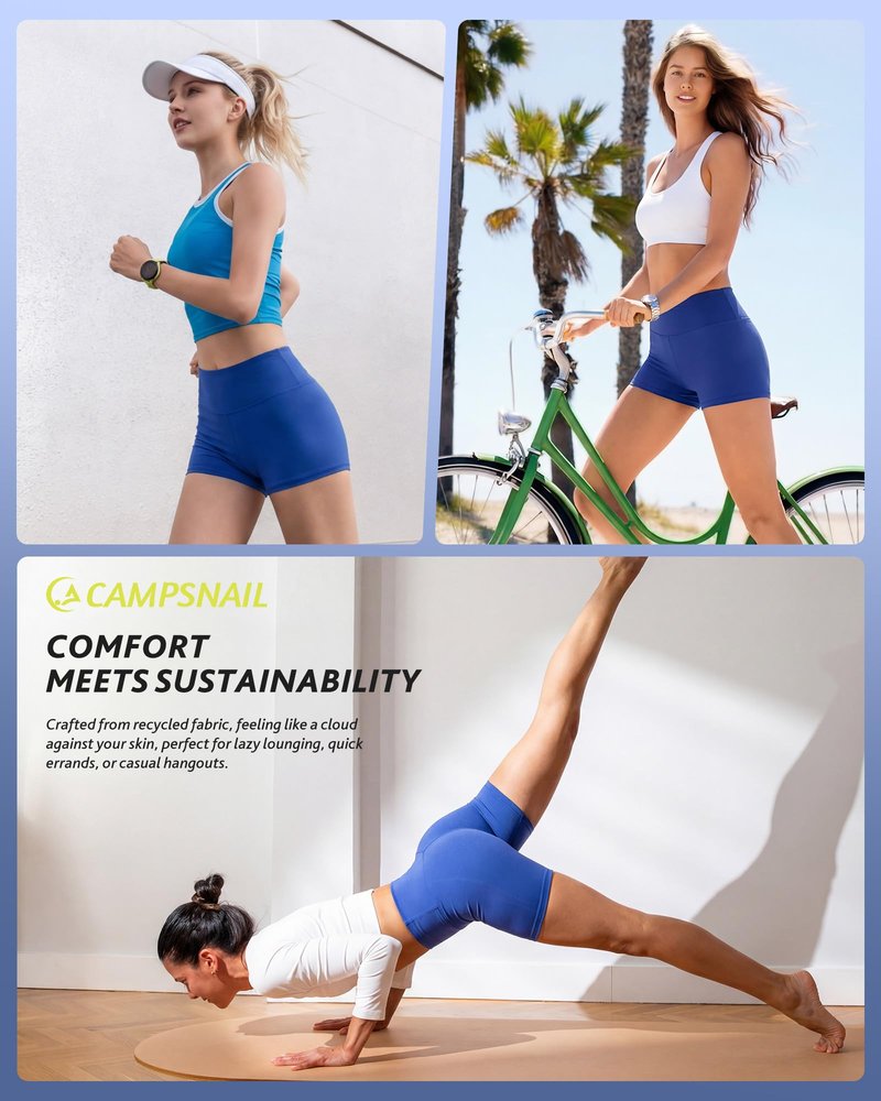 CAMPSNAIL Workout Biker Shorts Women - 3"/5"/8" High Waisted Tummy Control Spandex Booty Volleyball Shorts for Yoga Dance 3 in Royal Blue