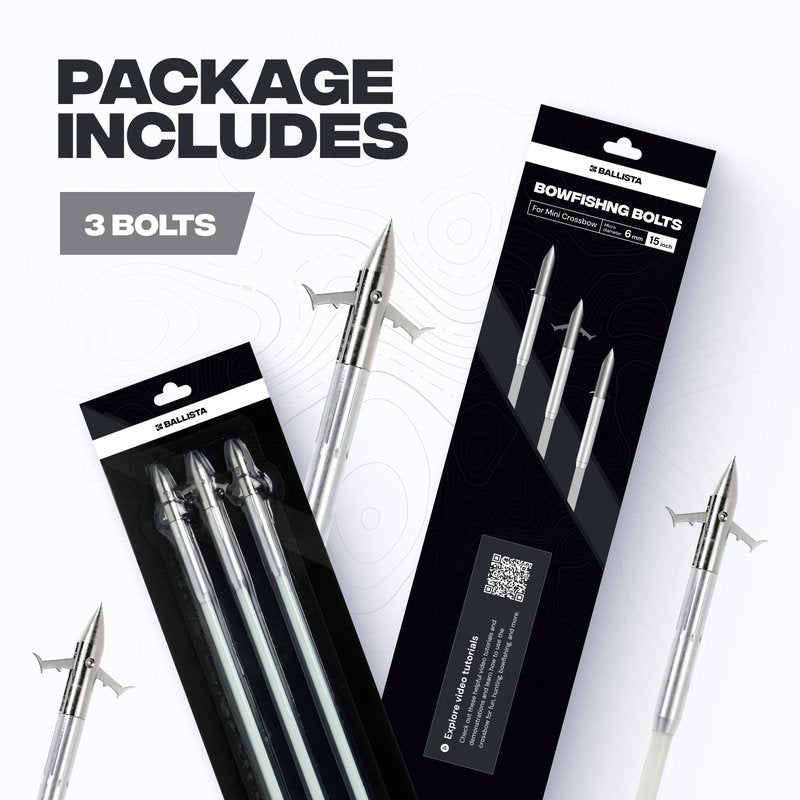 Ballista Mini Crossbows Bowfishing Arrows 15" Length, 6mm Micro-Diameter (Pack of 3)
