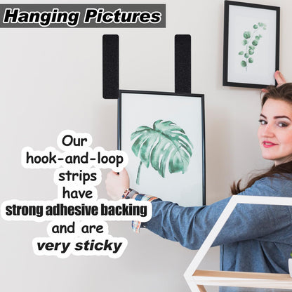 40Sets-1x4 inch Hook&Loop Strips with Adhesive, Black Command Strips with Backing, Heavy Duty Adhesive Fasten Mounting Tape for Home Office School and Crafting