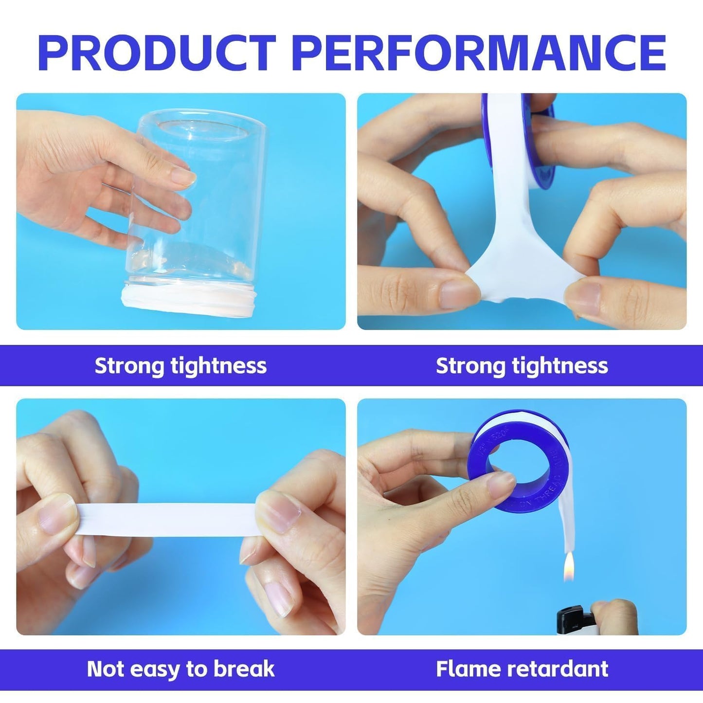 KUQQI 12 Rolls Teflon Tape for Plumbers, 1/2 x 520 Inches PTFE Thread Seal Tape, White Pipe Sealant for Shower Head, Water Pipe Sealing and Leak Prevention, Sealing Tape for Threaded Connections