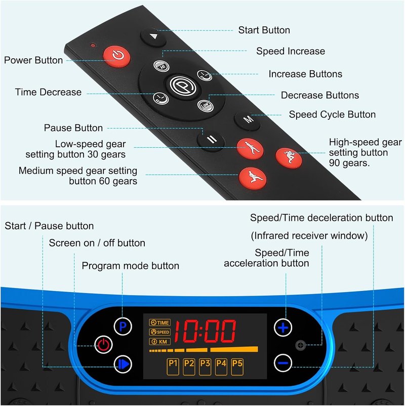 Waver Vibration Plate Exercise Machine - Lymphatic Drainage & Weight Loss | 120 Speed Levels, Full-Body Workout with Resistance Bands