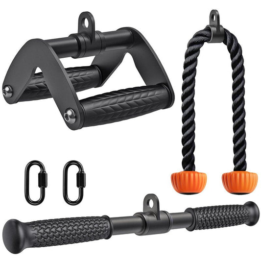SELEWARE Cable Machine Attachments Set LAT Pulldown Attachments Cable Machine Accessories for Home Gym Weight Workout Tricep Rope Double D Row Handle V Bar Handle Pull Down Bar Straight Bar