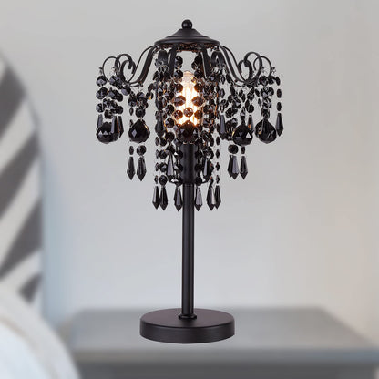 MEIXISUE Small Black Crystal Bedside Table Lamp End Table Lamp Nightstand Lamp Desk Lamps for Bedroom Living Room H20.4'' W12 1-Light E26