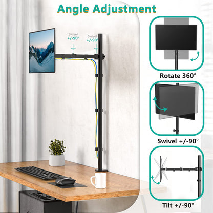 WALI Monitor Arm Mount for Desk, Single Extra Tall Computer Desk Mount, Monitor Bracket Mount Stand Single, up to 32 inch, 22 lbs (M001XL), Black