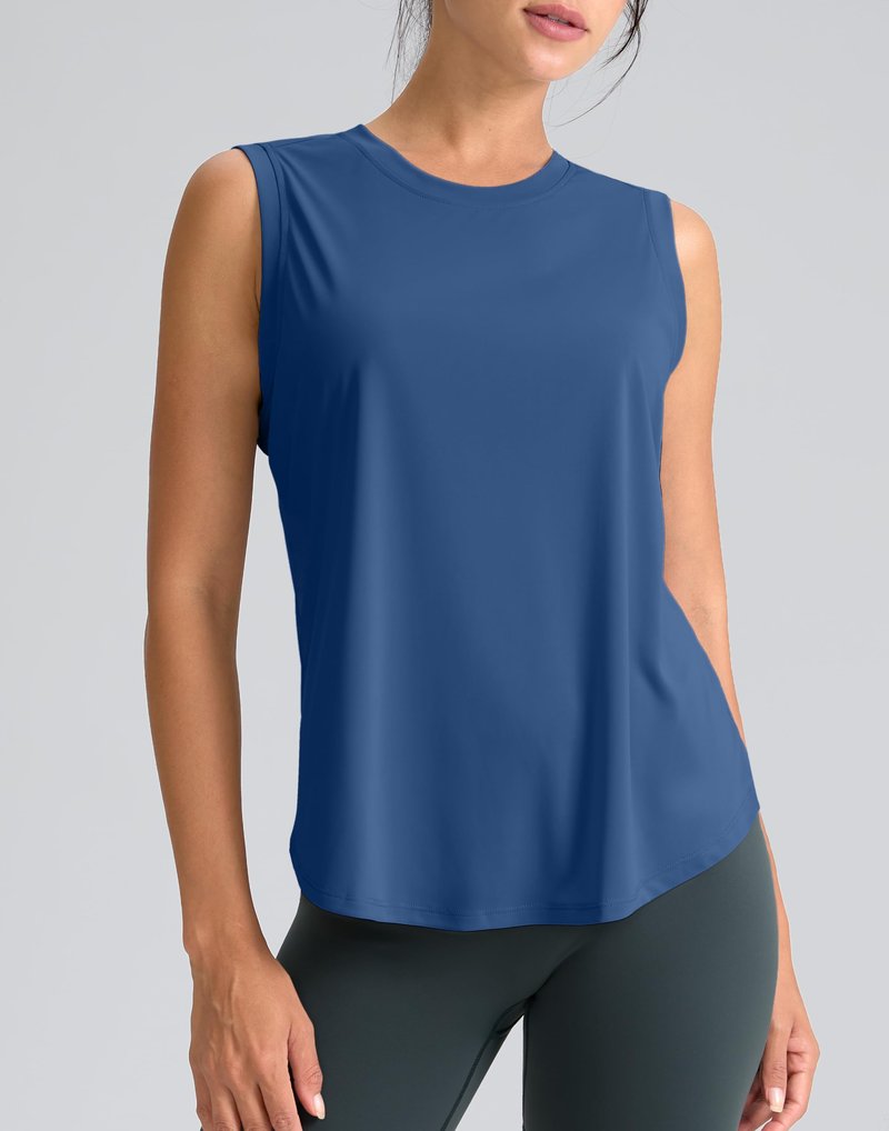 SANTINY Women's Sleeveless Workout Tops Breathable Lightweight Active Tennis Yoga Shirts Athletic Running Tank Tops for Women (Blue_XS)