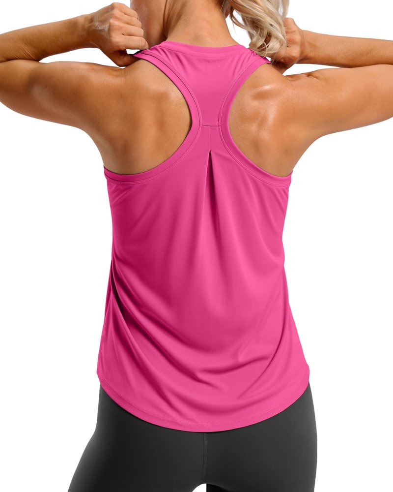 G Gradual Women's Workout Tank Tops Racerback Athletic Yoga Tops Loose Fit Sleeveless Running Gym Sports Shirts for Women(Magenta,L)
