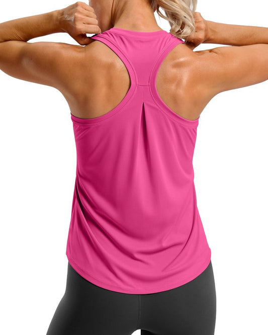 G Gradual Women's Workout Tank Tops Racerback Athletic Yoga Tops Loose Fit Sleeveless Running Gym Sports Shirts for Women(Magenta,L)