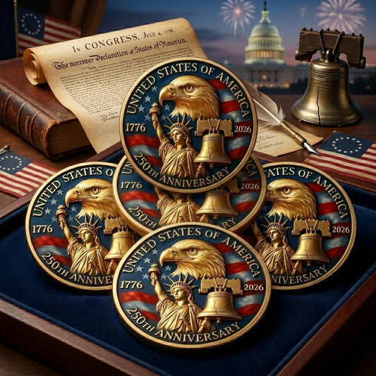 5pcs 250th Anniversary Freedom Commemorative Coin Set (1776-2025) - 3D Engraved US Capitol & Eagle Military Challenge Coin, Collectible Medal