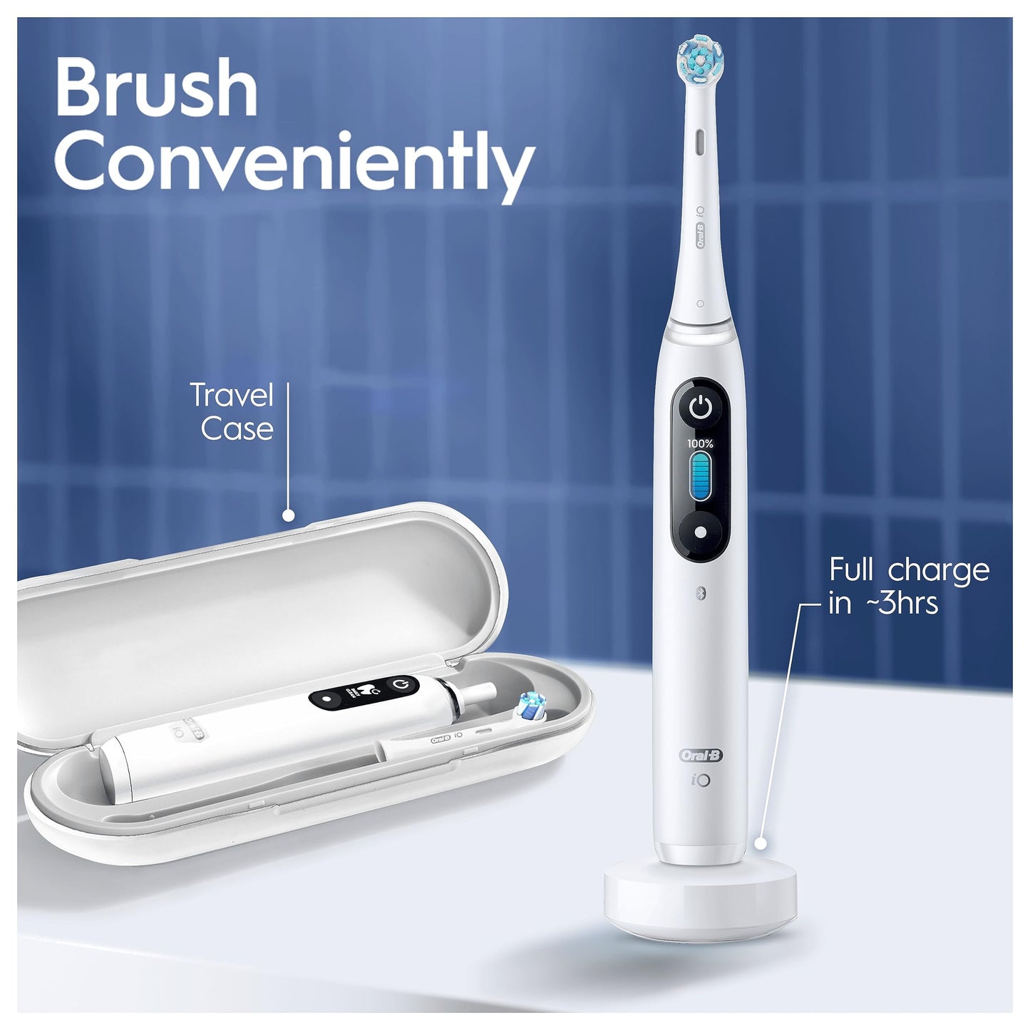 Oral-B iO8 2x Electric Toothbrushes For Adults, Gifts For Women / Men, App Connected Handles, 2 Toothbrush Heads & Travel Toothbrush Set, 6 Modes, 2 Pin UK Plug, Black & White, Oral B IO Toothbrush