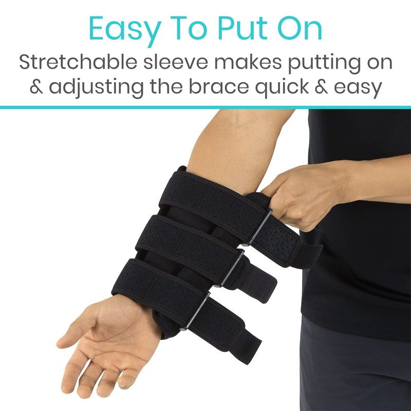 Vive Elbow Splint Brace for Tendonitis, Cubital Tunnel, Sleep Support, Tennis Elbow - 2 Removeable Splints That Stabilize Joint for Pain Relief - Arm Compression Sleeve Immobilizer for Men and Women