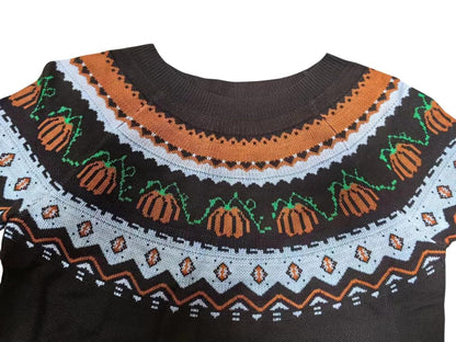 Fall Halloween Knitted Sweater for Women Winter Holiday Xmas Christmas Pullover Sweatshirt Tops(Halloween-Z-Brown,M)