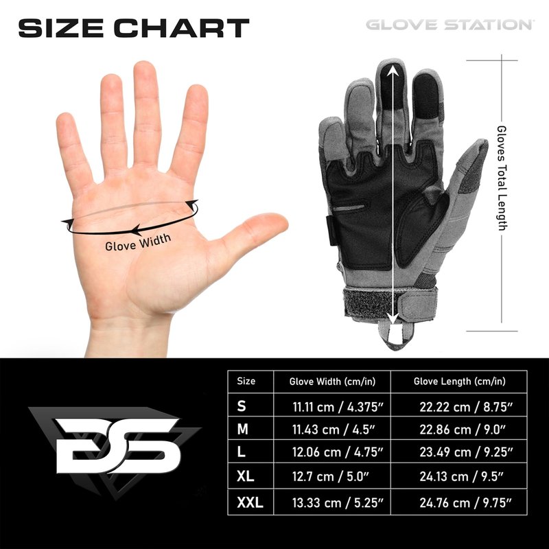 Glove Station Gloves for Men – Touchscreen Utility Gear with Hard Knuckle Protection Used in Motorcycle, Airsoft, & Outdoor Work Gray - Hard Knuckle X-Large