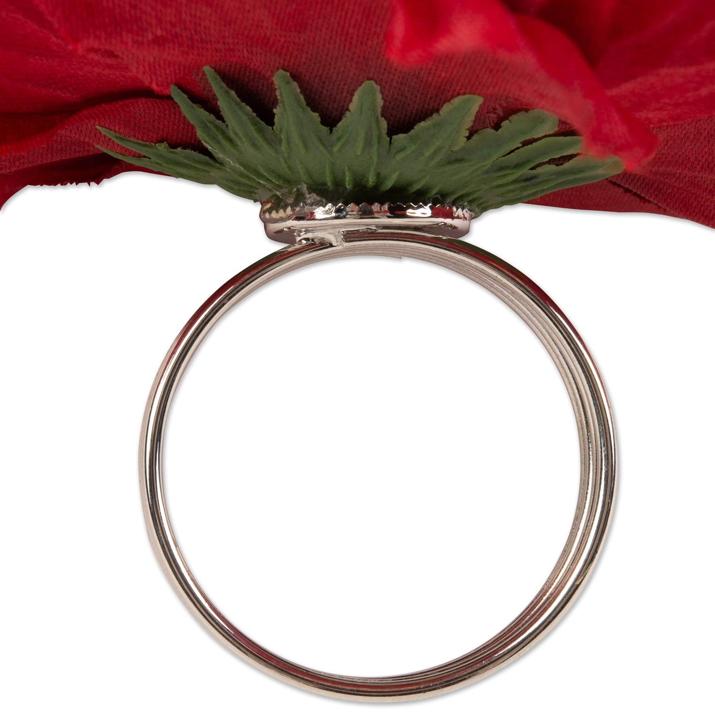 DII Beautiful Peony Flower Napkin Rings Deep Red, 4 Piece