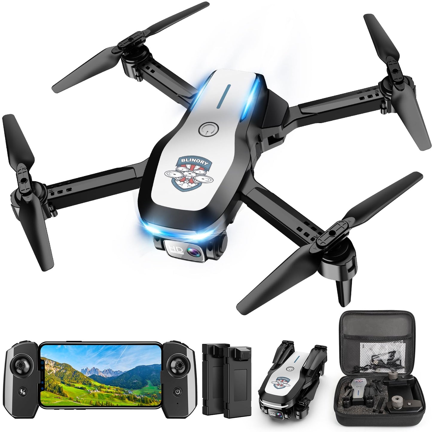 Drone with Camera 1080P FPV Foldable Drone for Beginners, Mini Drone with Altitude Hold, One Key Take Off/Land, Trajectory Flight, 3D Flip, 3 Speeds, Gravity Control,Toys for Boys Girls