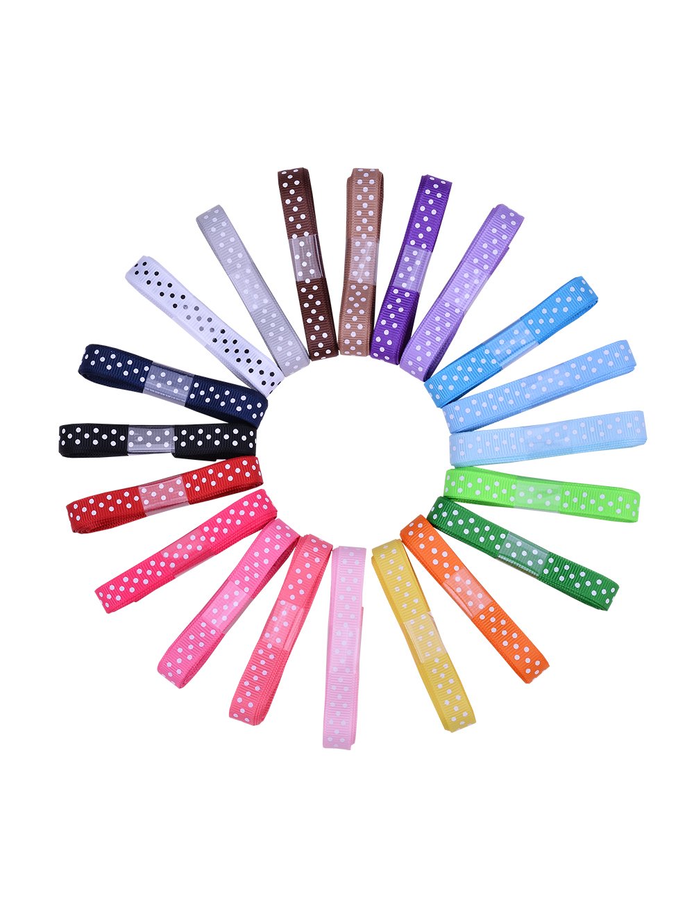 Ribest 3/8 inch Polka Dot Grosgrain Ribbon Set for Gift Wrapping and Bow Hair Accessories-40 Yards (2 Yards*20 Colors)