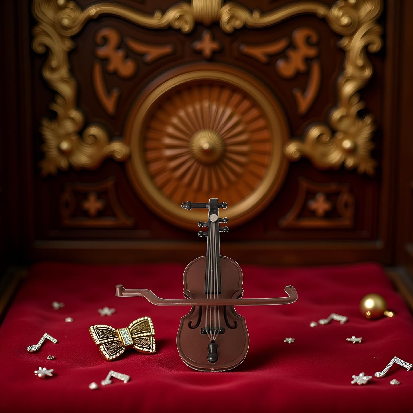 Fansoftiks Miniature Violin Ornament, Bow and Case - Perfect Mini Musical Instrument for Cell Phone Case Decoration House Decoration and Collectors Dollhouse