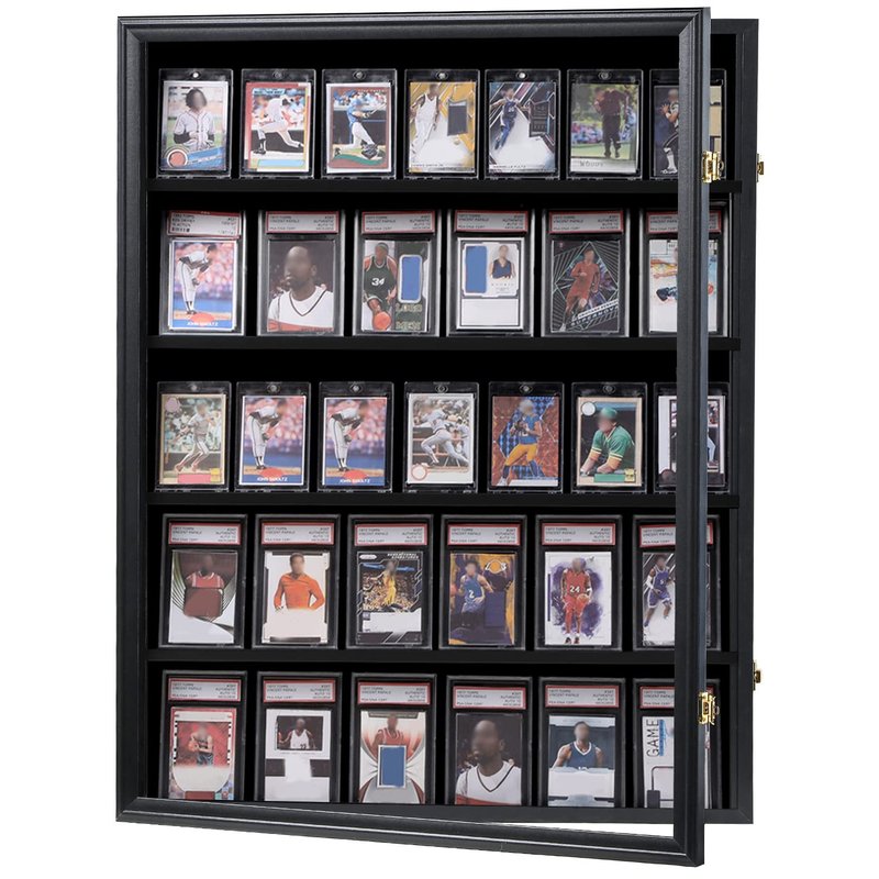 KCRasan 3 Pack 35 Graded Sports Card Display Frame -Baseball Card Display Case Lockable - Trading Card Collector Wall Display Holder for Basketball Football Cards, UV Protection Acrylic