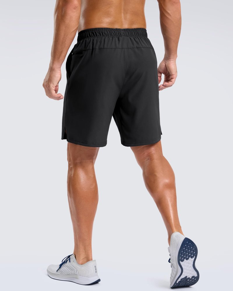 G Gradual Men's Workout Gym Shorts with 2 Zipper Pockets 7"/ 5"/ 9" Quick Dry Athletic Running Basketball Shorts for Men (Black, 7L)