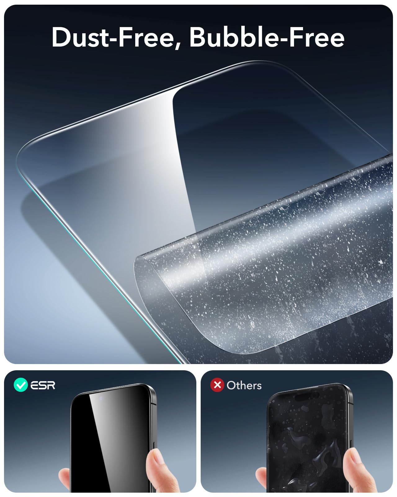 ESR 3 Pack 9H+ Glass for iPhone 16 Pro Max Screen Protector, [Military Grade Shatterproof & Longest Durable] Armorite Ultra-Tough Tempered Glass with UltraFit Tray