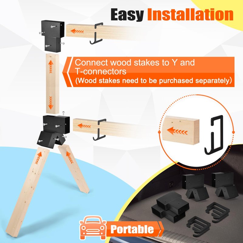 GADFISH 2 X 4 Steel Target Stand Brackets, Modular Shooting Target Hanger, Shooting Target Holders, Heavy Duty Y & T Brackets with 12 Hanger Hooks for DIY Shooting Outdoor Range(Only Brackets)