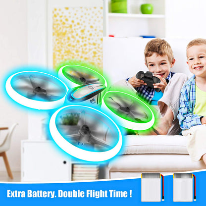 AVIALOGIC Q9 Drones for Kids,RC Drone with Altitude Hold and Headless Mode,Quadcopter with Blue & Green Lights,Propellers Full Protect and Double Batteries,Easy to fly Gift Toy for Boys and Girls