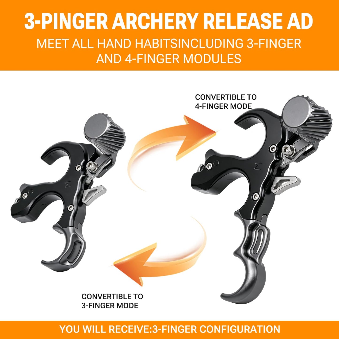 Compound Bow Aid Releaser with Wrist Straps and Adjustment Tool,Archery Release Aids with 3&4 Thumb Release Adjustable,Aluminum Alloy Aids.for Left and Right Handers.