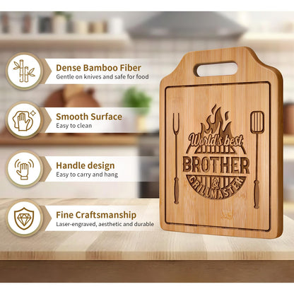 AceThrills Gifts for Brother Birthday Gifts Adult, Brother Gift from Sister for Fathers Day Gift - Engraved Cutting Board 12.3"L × 8.7"W × 0.4"Th