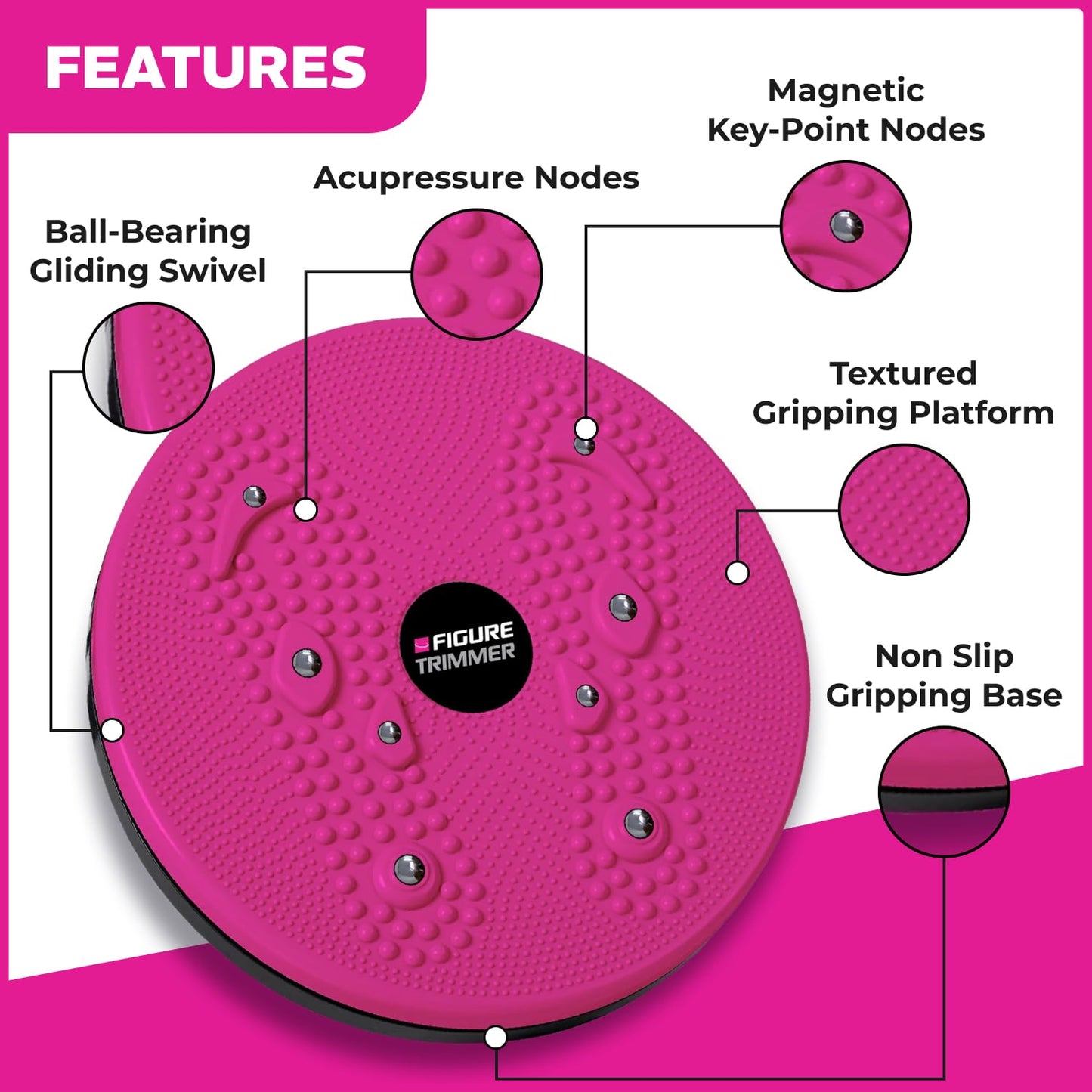 Figure Trimmer Core Abs Twister Board - Waist Sculptor Twister Board for Core & Ab Exercise - Waist Twisting Disc, Dizzy Disc Twist Board for Slimming Workout with 8 Magnets Reflexology