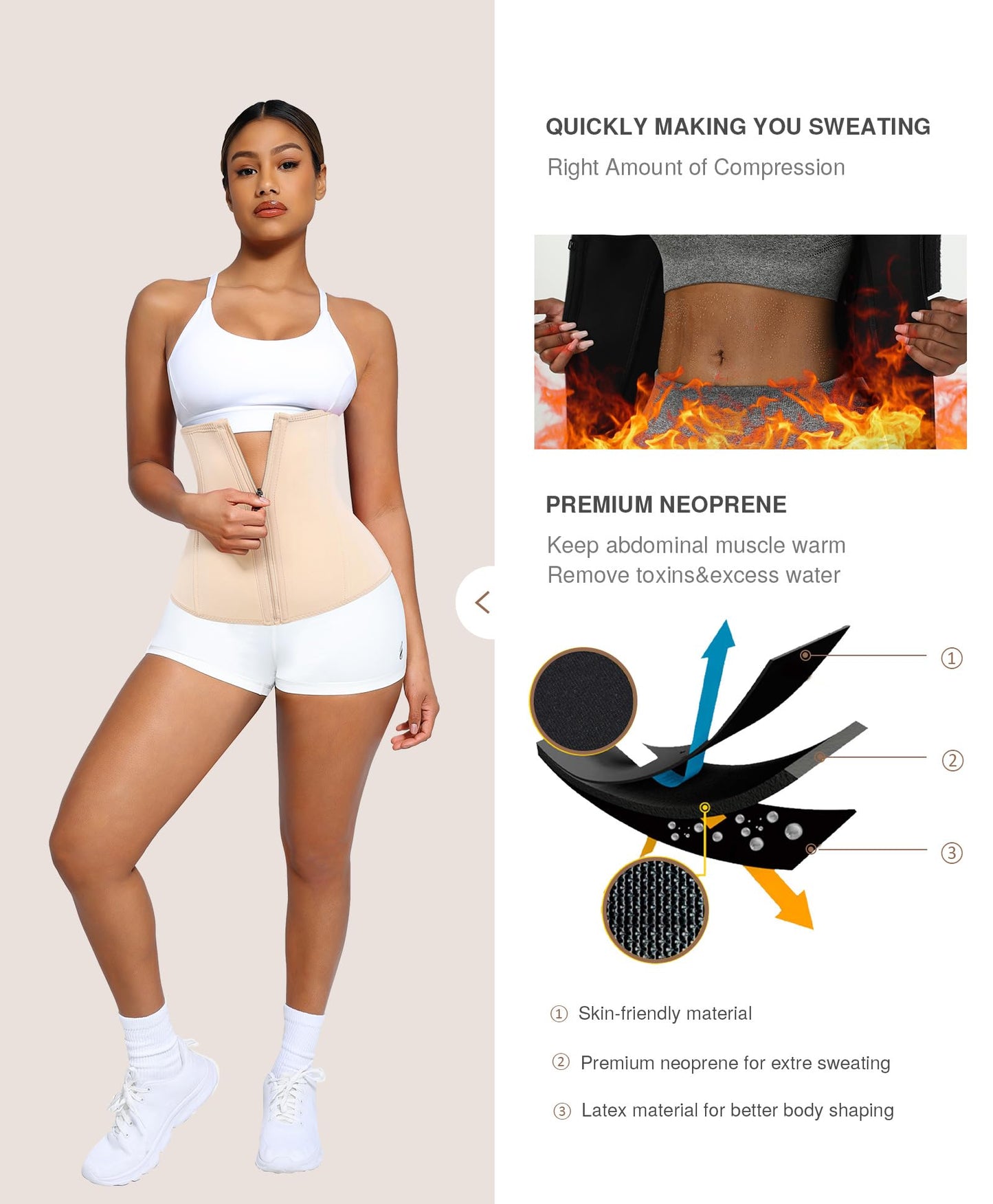 Lover-Beauty Waist Trainer for Women Workout Trimmer Corset with 2 Belt With Zipper Steel Bone Tummy Control Cincher