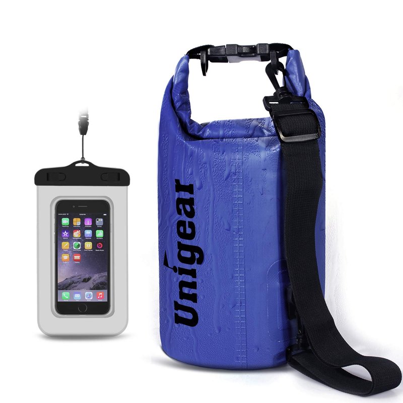 Unigear Dry Bag Waterproof, Floating and Lightweight Bags for Kayaking, Boating, Fishing, Swimming and Camping with Waterproof Phone Case (Blue, 10L)